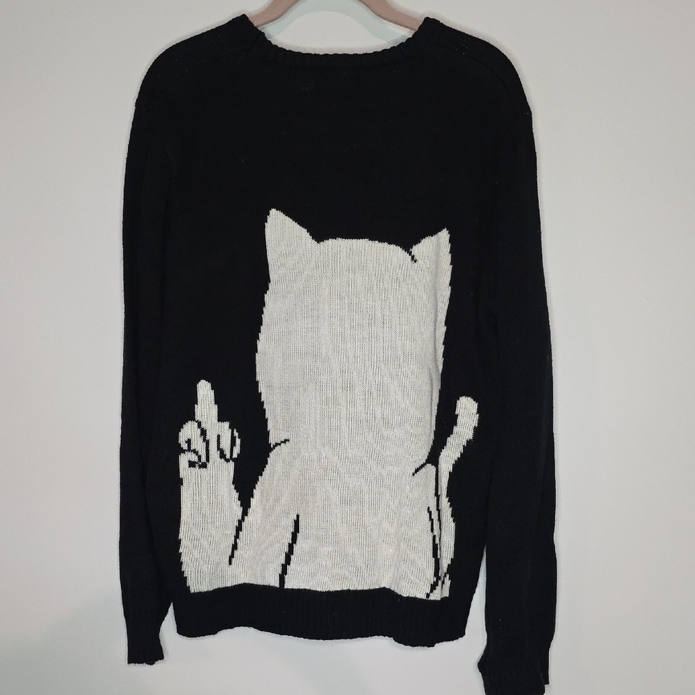 Ripndip Black Sweater with White and Pink Cat Design - Picture 3 of 6
